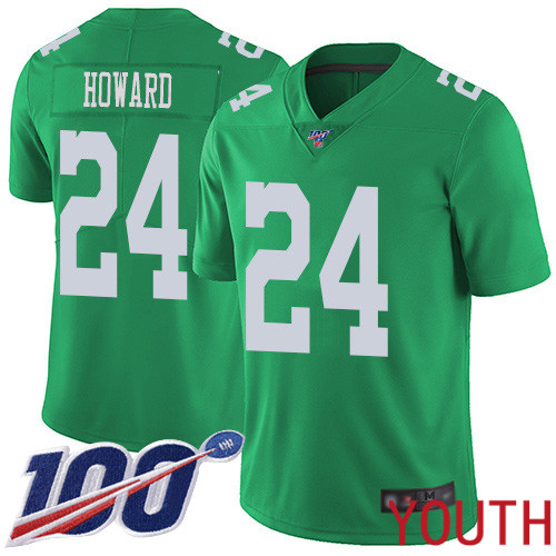 Youth Philadelphia Eagles #24 Jordan Howard Limited Green Rush Vapor Untouchable NFL Jersey 100th Season